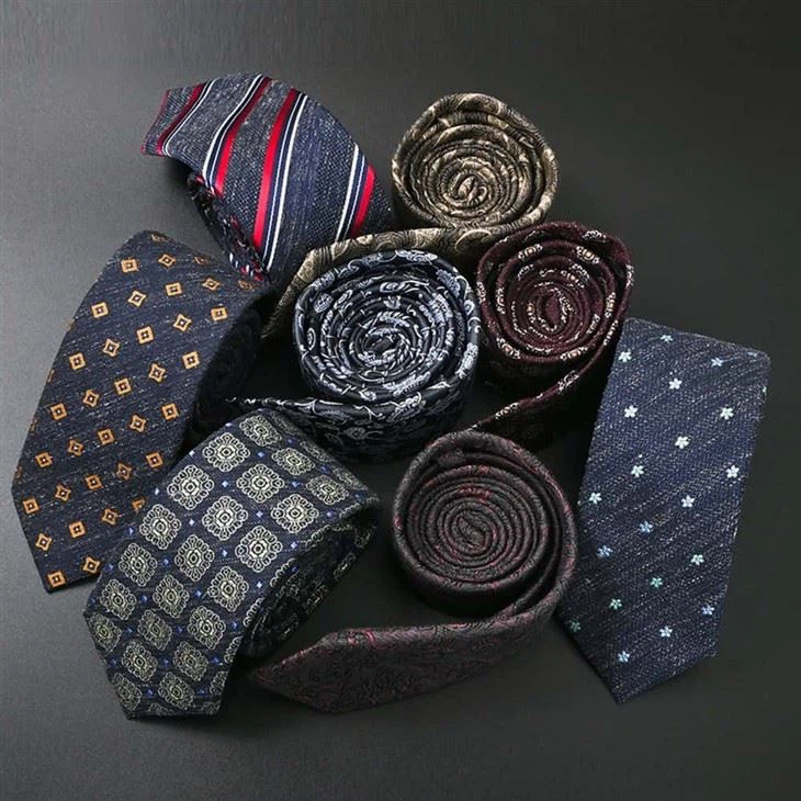 YiLi Black Floral Linen Tie: Timeless Style